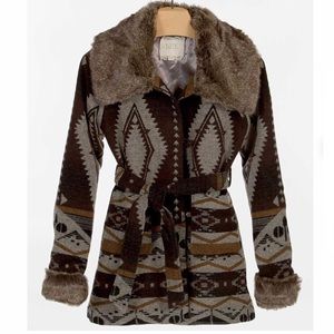 (FREE SHIPPING) BKE Buckle Faux Fur Coat